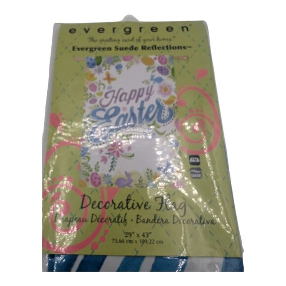 Evergreen Suede Reflections Happy Easter Flag 29" X 43" Eggs Bunny Butterfly - Picture 4 of 7